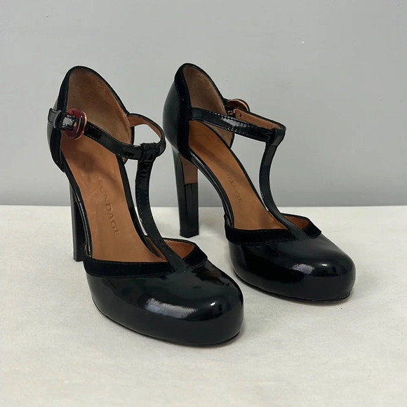 Nicole Brundage Women’s Mary Jane Ankle Strap Leather High Heels size 37.5 6.5 - Picture 1 of 10